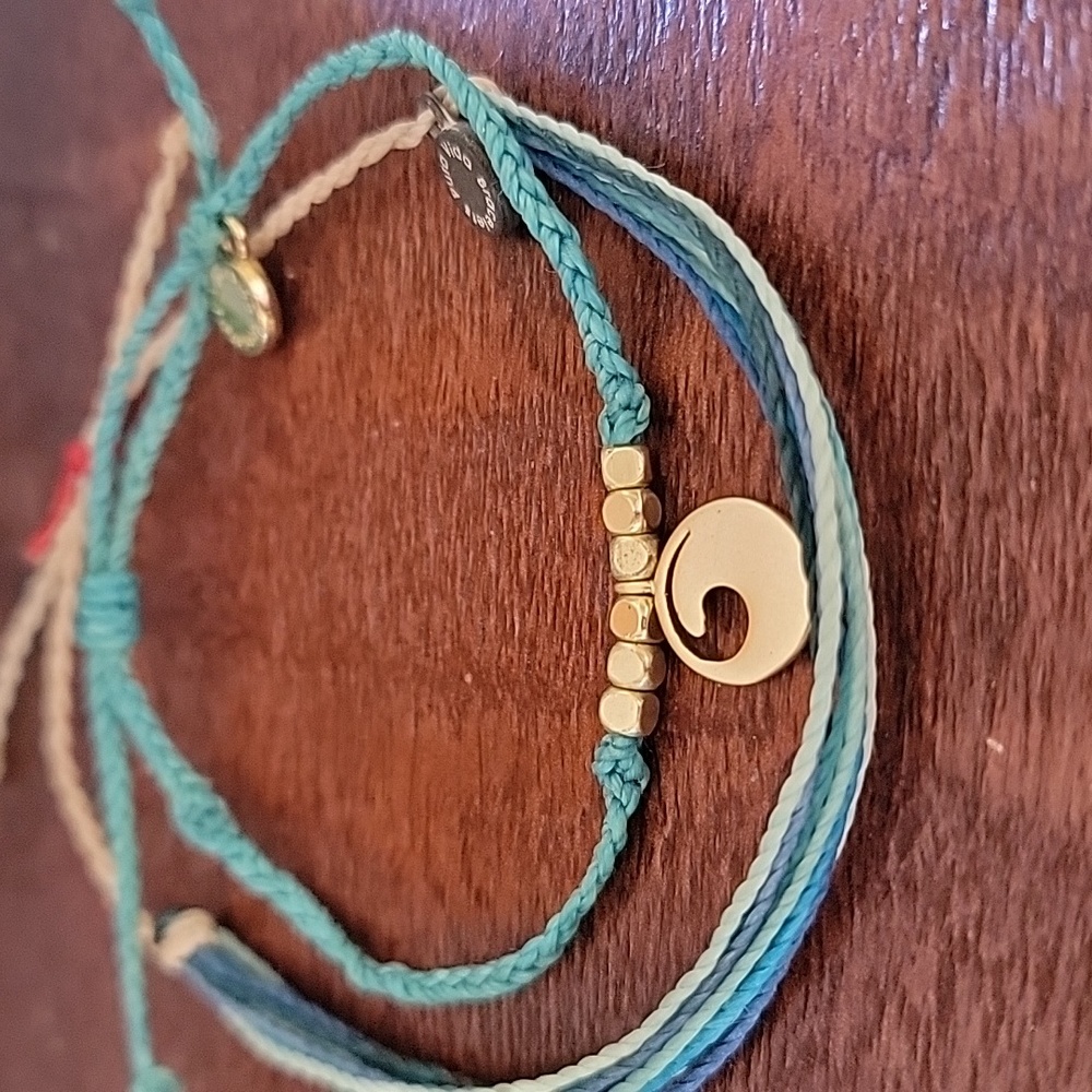 PURA VIDA Ocean Gold Tone  and Original Signature Adjustable Cord Bracelet Lot